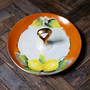 Noritake Morimura Japan 6.5" Tidbit Tray Plate Handle Lemon Hand Painted Luster